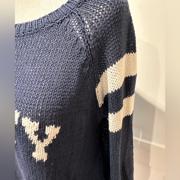 Wooden Ships size XS ‘SALTY’ navy and white cotton/acrylic crew neck sweater. - Picture 4 of 8